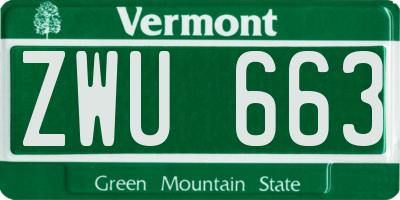 VT license plate ZWU663