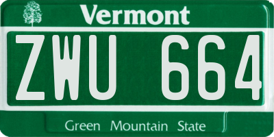 VT license plate ZWU664