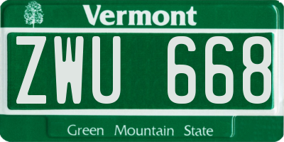 VT license plate ZWU668