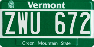 VT license plate ZWU672