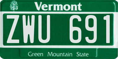 VT license plate ZWU691