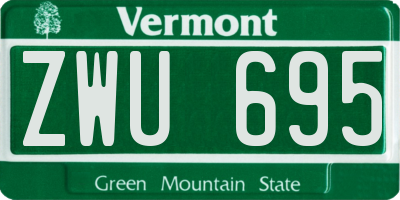 VT license plate ZWU695