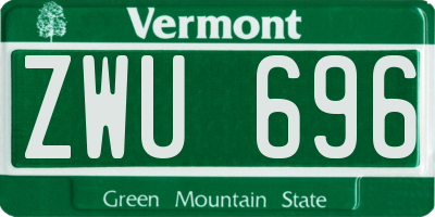 VT license plate ZWU696