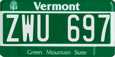 VT license plate ZWU697