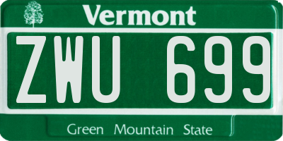 VT license plate ZWU699