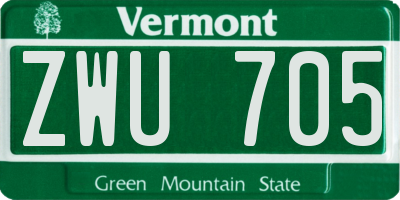VT license plate ZWU705