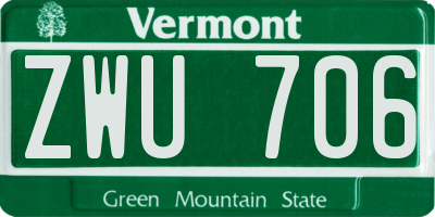 VT license plate ZWU706