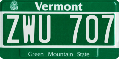 VT license plate ZWU707