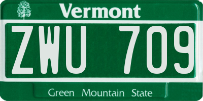 VT license plate ZWU709
