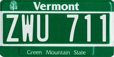 VT license plate ZWU711