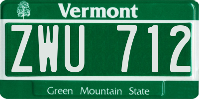 VT license plate ZWU712