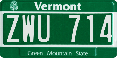 VT license plate ZWU714