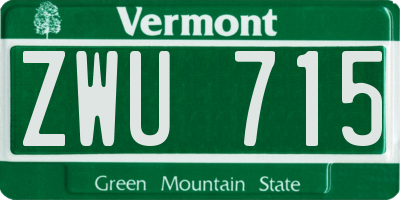 VT license plate ZWU715