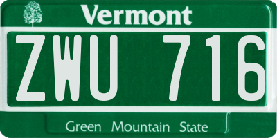 VT license plate ZWU716