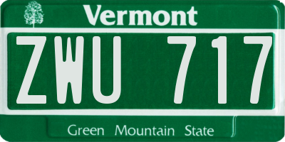 VT license plate ZWU717