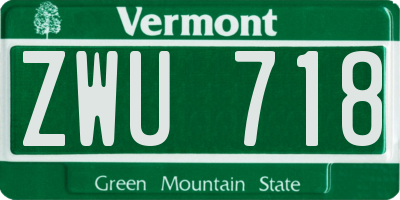 VT license plate ZWU718