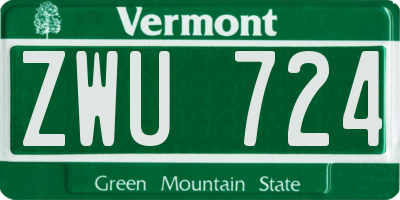 VT license plate ZWU724