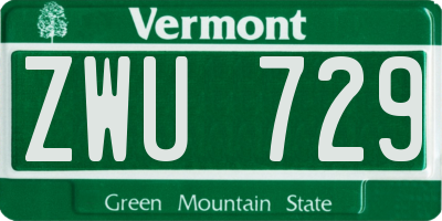 VT license plate ZWU729