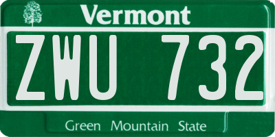 VT license plate ZWU732