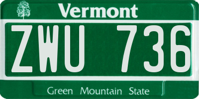 VT license plate ZWU736
