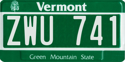 VT license plate ZWU741
