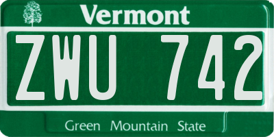 VT license plate ZWU742