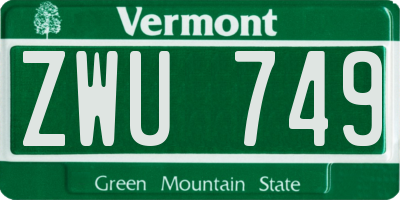VT license plate ZWU749