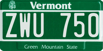VT license plate ZWU750