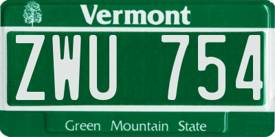 VT license plate ZWU754