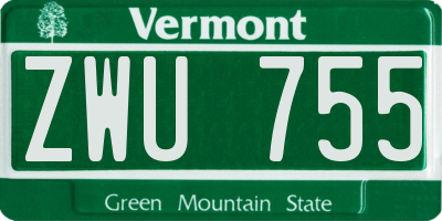 VT license plate ZWU755
