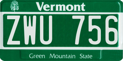 VT license plate ZWU756