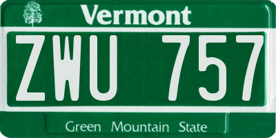 VT license plate ZWU757