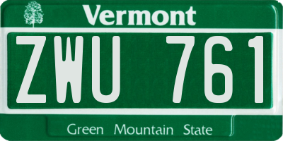 VT license plate ZWU761