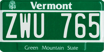 VT license plate ZWU765
