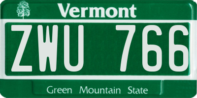 VT license plate ZWU766