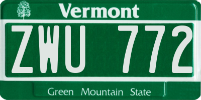 VT license plate ZWU772