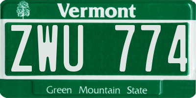 VT license plate ZWU774
