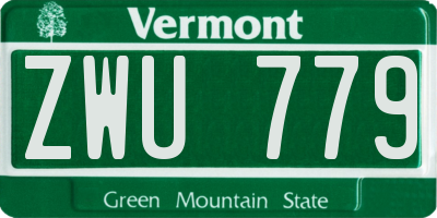 VT license plate ZWU779