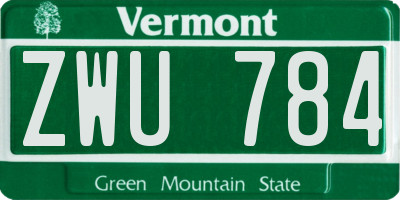 VT license plate ZWU784