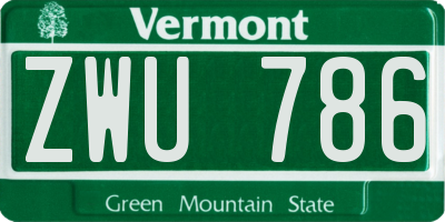 VT license plate ZWU786