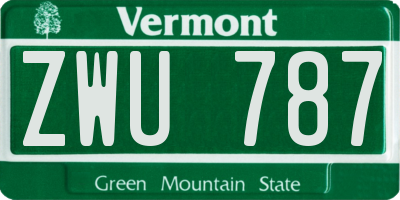 VT license plate ZWU787