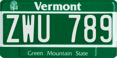 VT license plate ZWU789