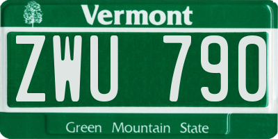 VT license plate ZWU790