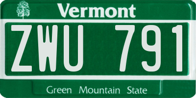 VT license plate ZWU791