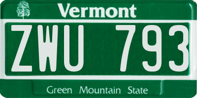 VT license plate ZWU793