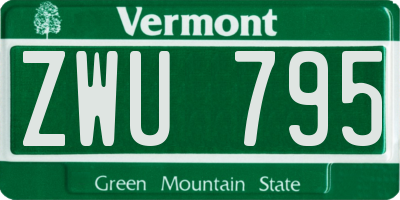 VT license plate ZWU795