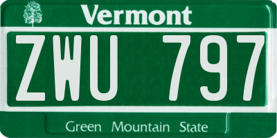 VT license plate ZWU797