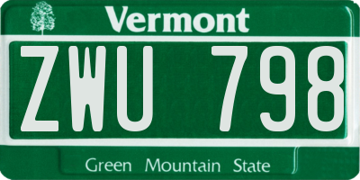 VT license plate ZWU798