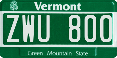 VT license plate ZWU800
