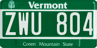 VT license plate ZWU804